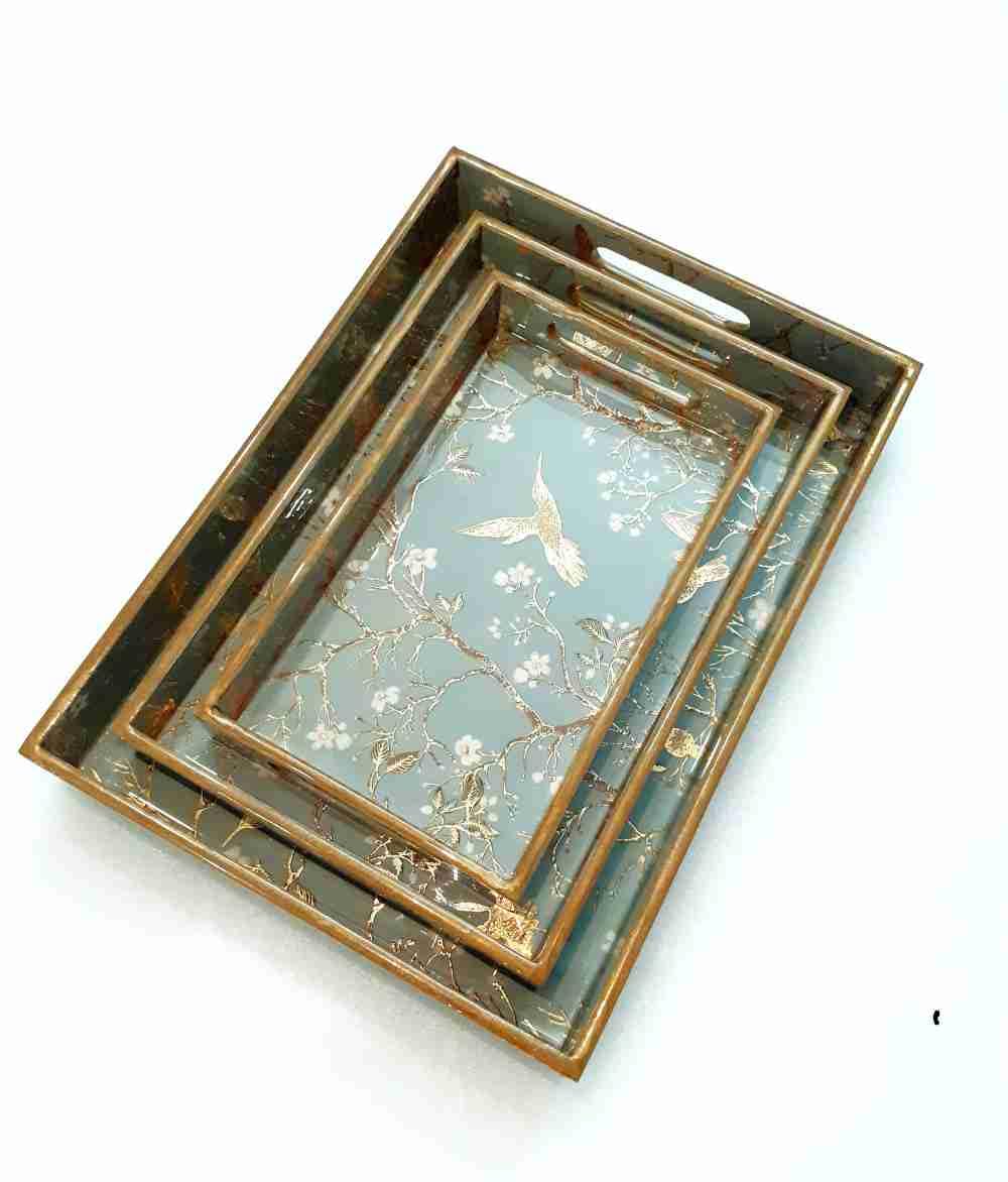 Trayfi Mdf Wooden Tray, Collectible Trays, Hand Crafted Serving Trays For Breakfast, Rectangular Dining Table Trays For Any Occa